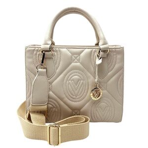 Valentino Orlandi Elegant Lt. Beige Quilted Handbag, NWT